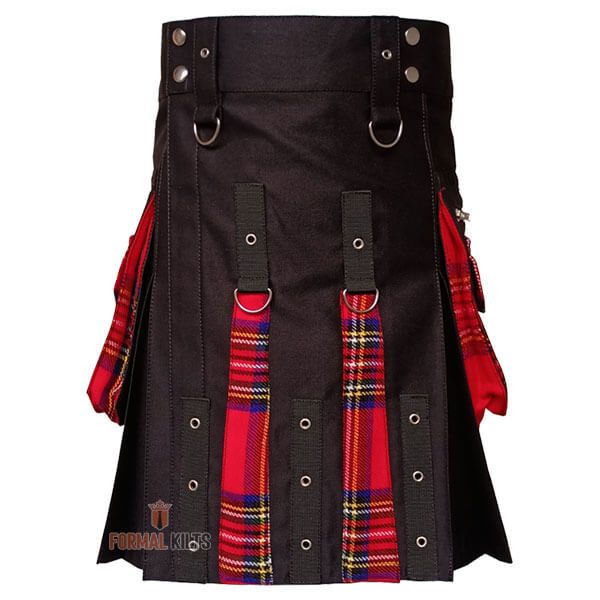 Black Box Plaited Utility Fashion Kilt For Men