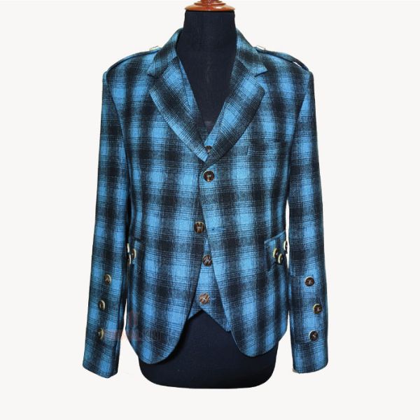 Blue Argyll Kilt Jacket With Waistcoat
