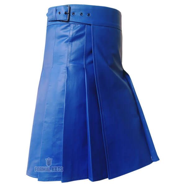 Blue Leather Kilt Mens