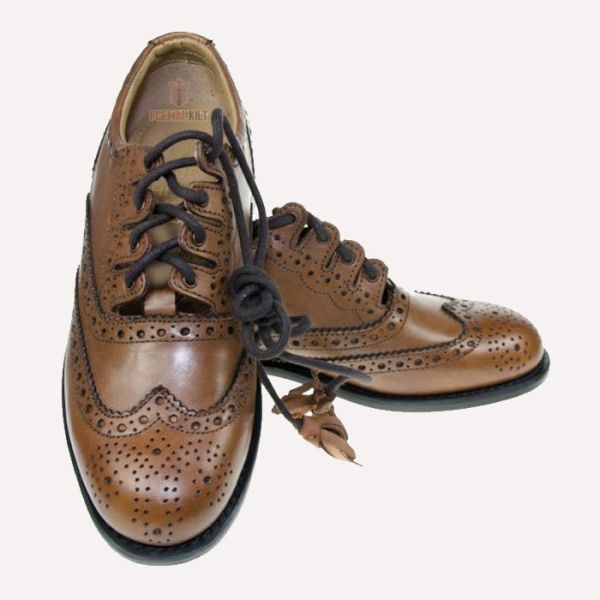 Brown Leather Ghillie Brogue Shoes