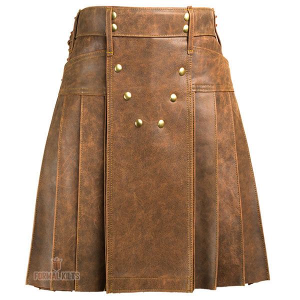 Brown Vintage Leather Kilt