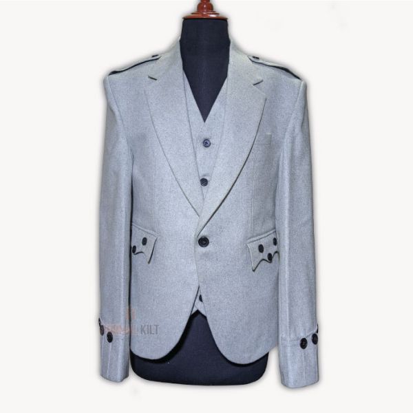 Grey Argyle Kilt Jacket And Vest