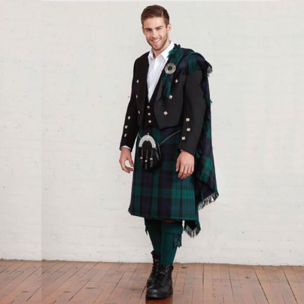 Prince Charlie Deluxe Black Watch Kilt Outfit