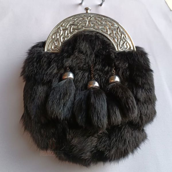 Black Full dress Rabbit fur sporran