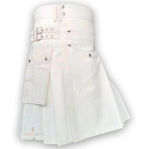 Heavy Cotton Utility White Kilt
