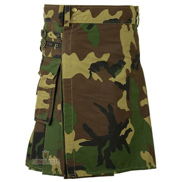 Woodland Camo Utility Kilt For Men